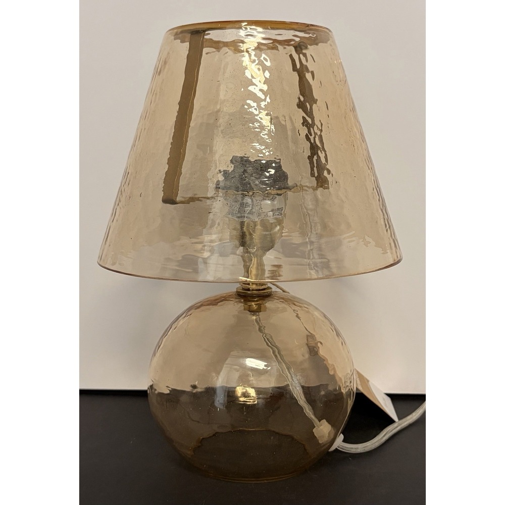 Becca Amber Textured Glass 12" Table Lamp - Brass Hardware, World Market READ! - Picture 7 of 11